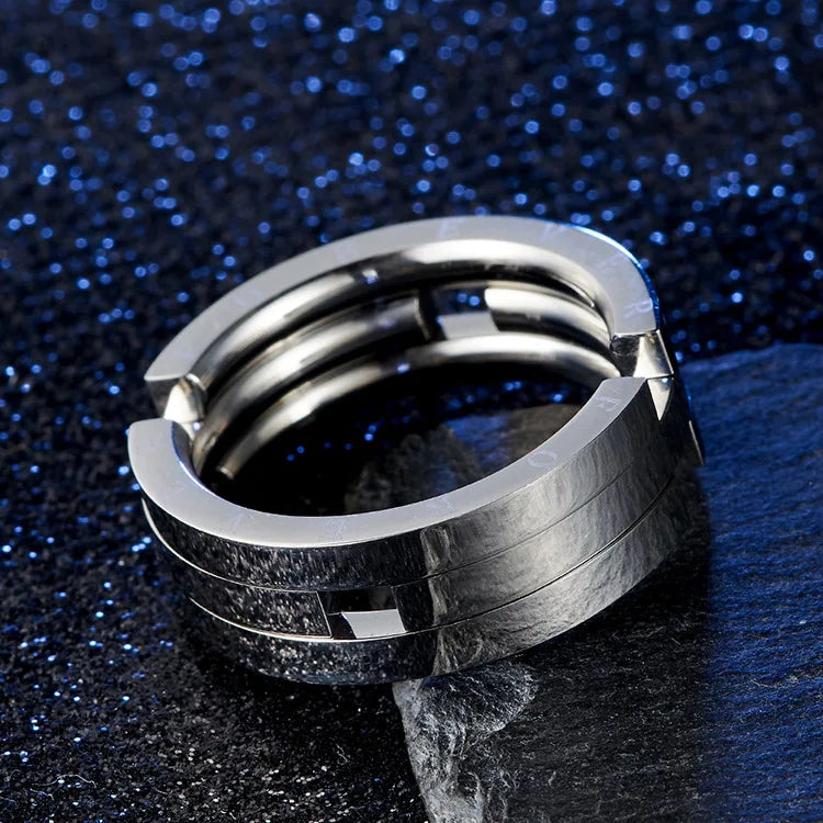 Titanium Steel Deformable Kissing Fish Ring Necklace