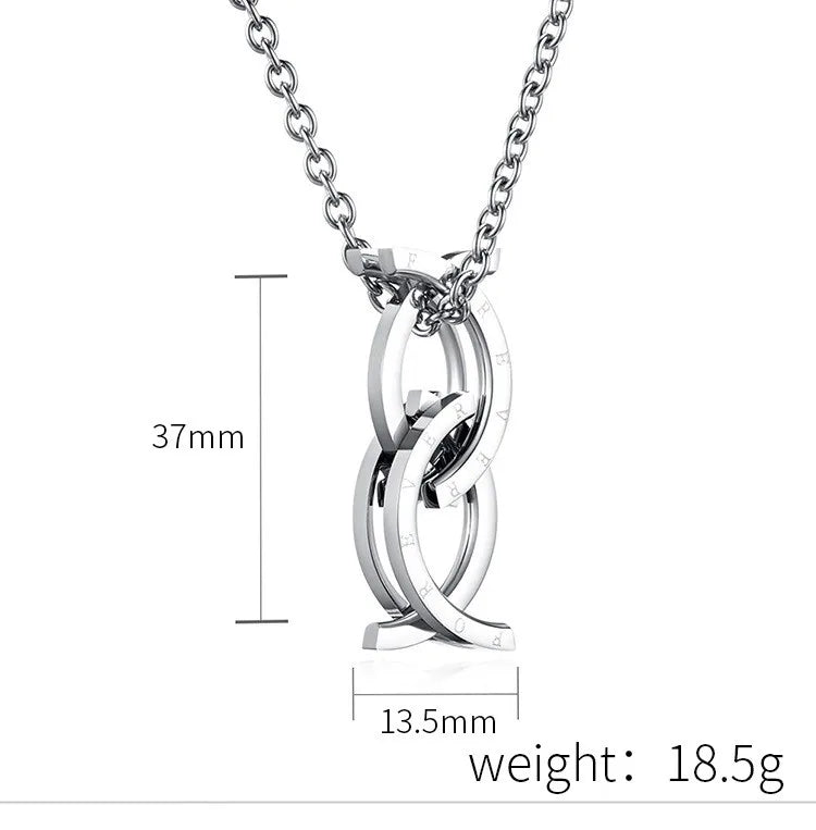 Titanium Steel Deformable Kissing Fish Ring Necklace