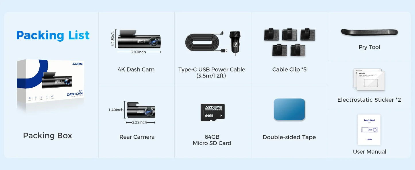 AZDOME M300S 4K Dash Cam