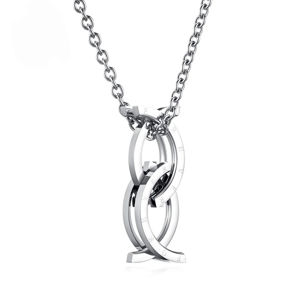 Titanium Steel Deformable Kissing Fish Ring Necklace