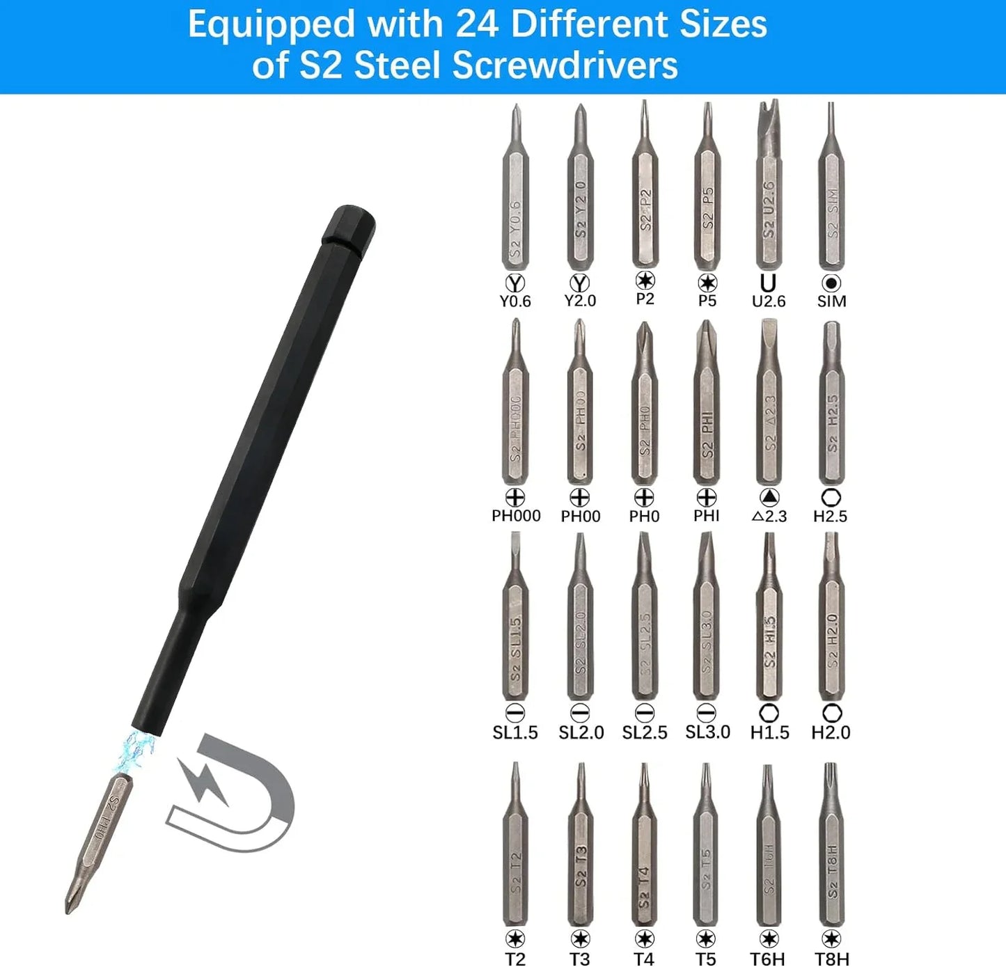 Magnetic Screwdriver Set 63 In 1 Kit Bits