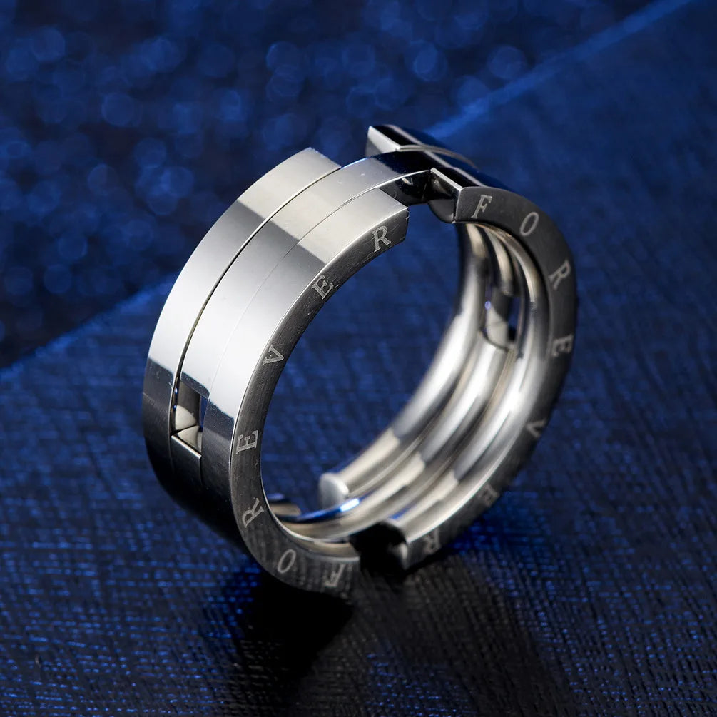 Titanium Steel Deformable Kissing Fish Ring Necklace