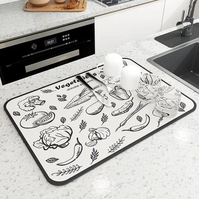 Dish Large Kitchen Absorbent Draining Mat - Bluekies