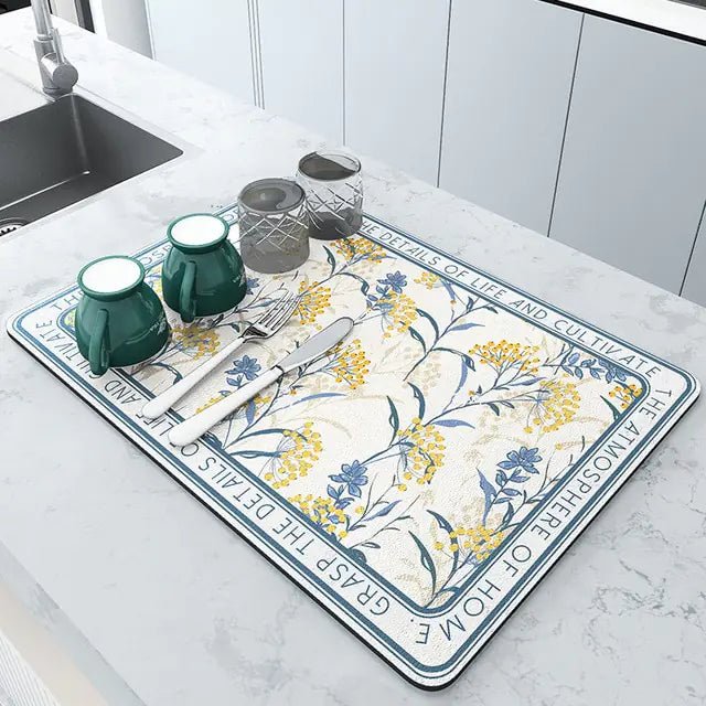 Dish Large Kitchen Absorbent Draining Mat - Bluekies