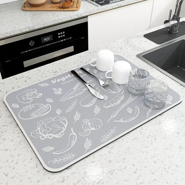 Dish Large Kitchen Absorbent Draining Mat - Bluekies